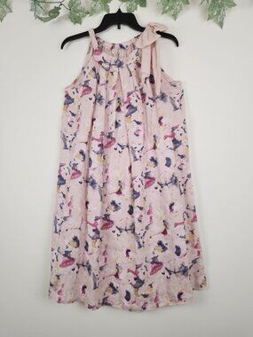 Bellambia Made in Italy Size M Linen Abstract Sleeveless Bow Boho Dress